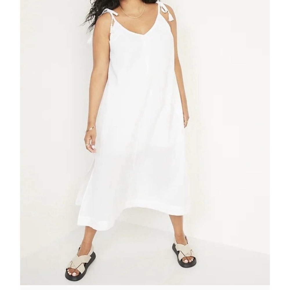 Old Navy White Tie-Shoulder Midi Dress